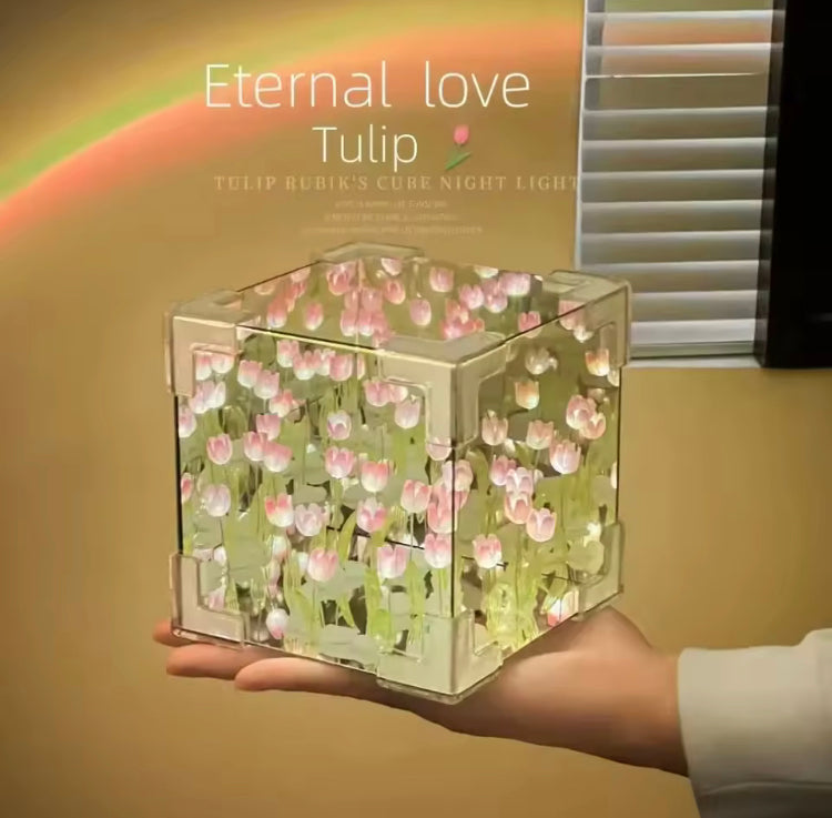 DIY Tulip Mirror Cube Simulation Lamp