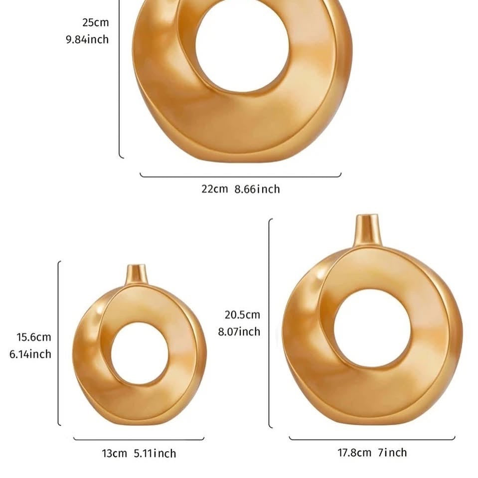 3 Pcs Set of Gold Nordiac Style Flower Vases