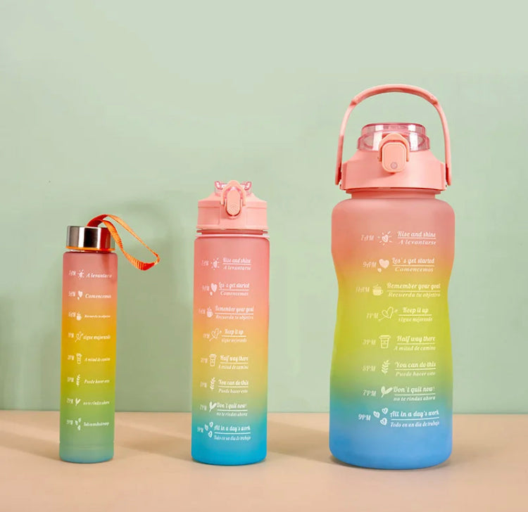 3 Pcs Gradient Colour Large Capacity Water Bottles Set