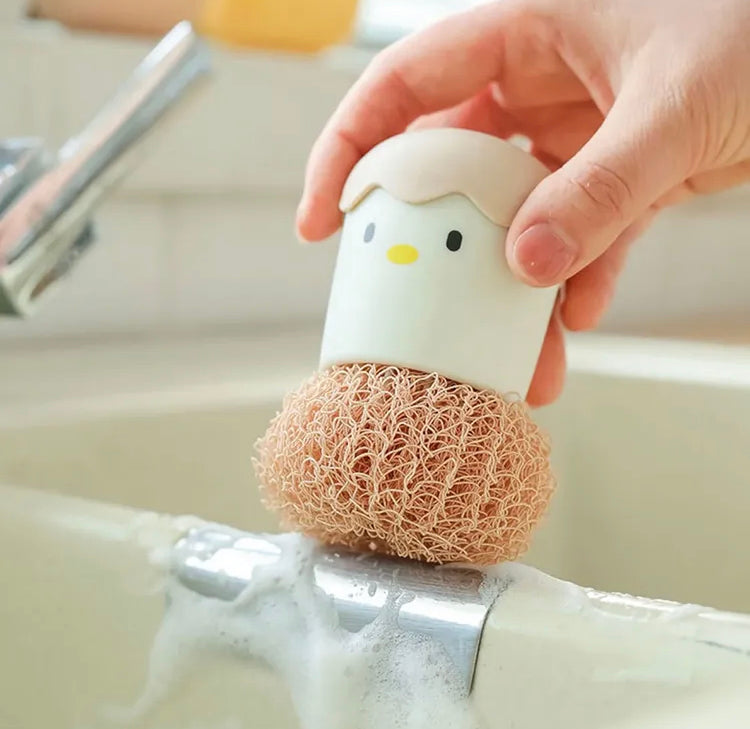 Cute Chick Egg Shaped Kitchen Sponge Holder with Scrubber