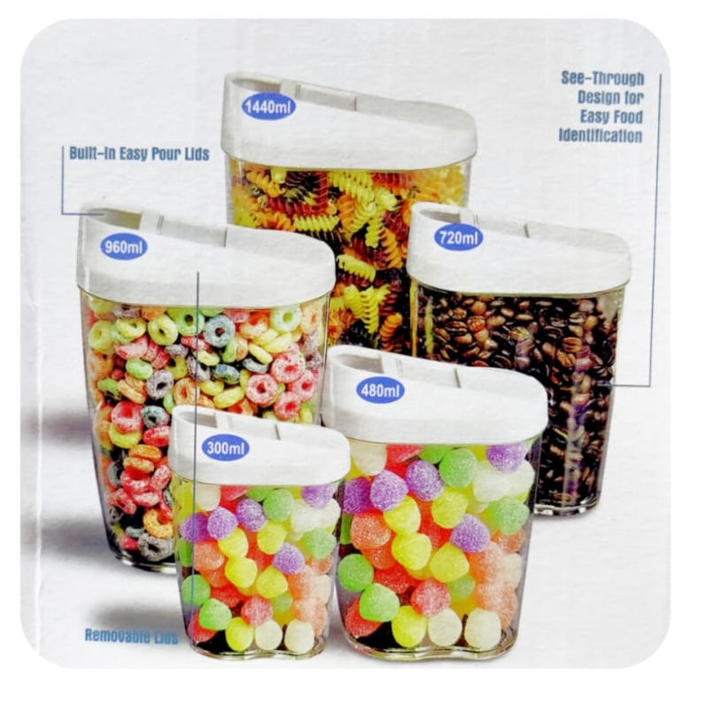 5Pcs Acrylic Jar Set Premium Quality (Box Packing)