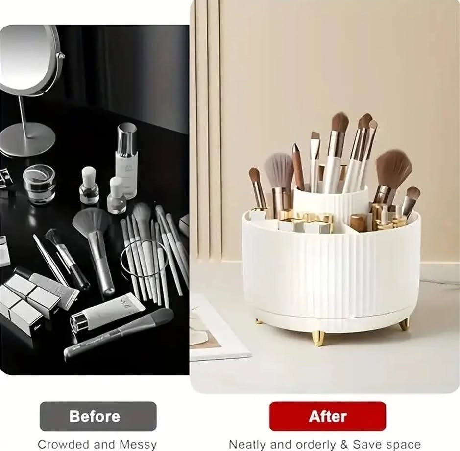 Large Capacity 360 Rotating Makeup Brushes Holder