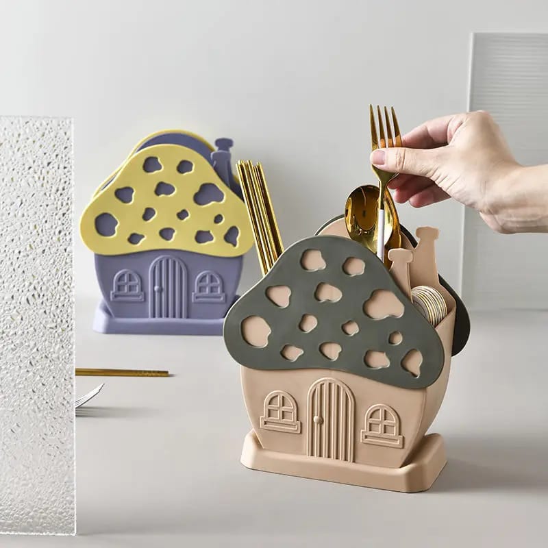 Mushroom Cutlery Drain Holder Cutlery Organizer Shelf Knife Spoon Fork Fork Storage Rack