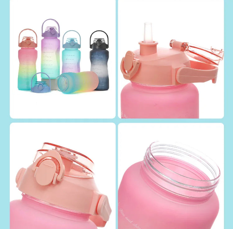 3 Pcs Gradient Colour Large Capacity Water Bottles Set