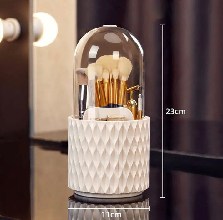 Dustproof Rotating Makeup Brushes Holder with Lid