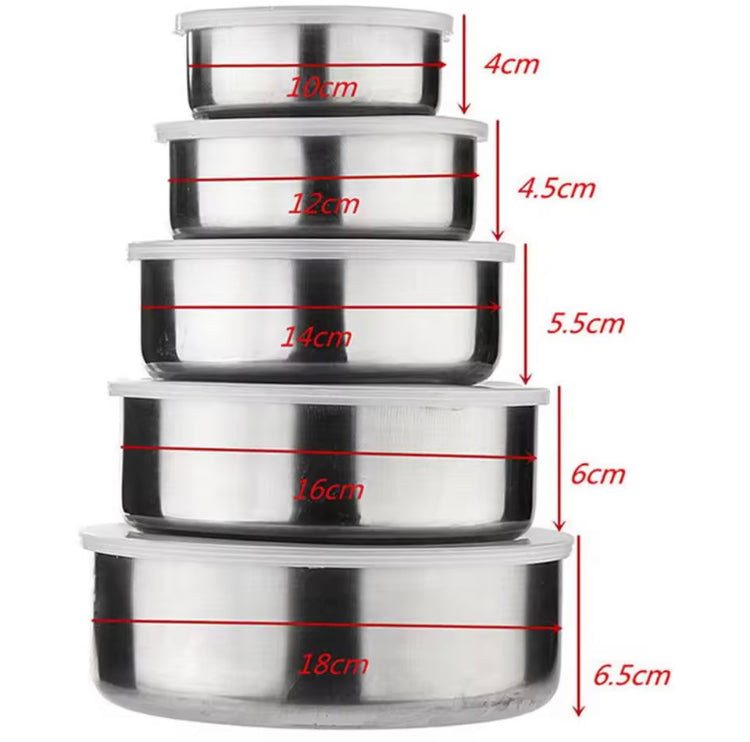 5 pcs Set of Stainless Steel Bowls with Lids