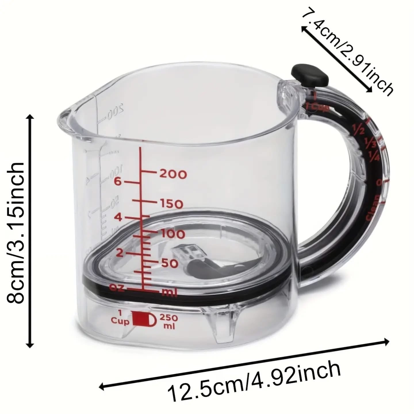 Luxury 4 in 1 Kitchen Measuring Cup Dual Chamber Liquid Separator