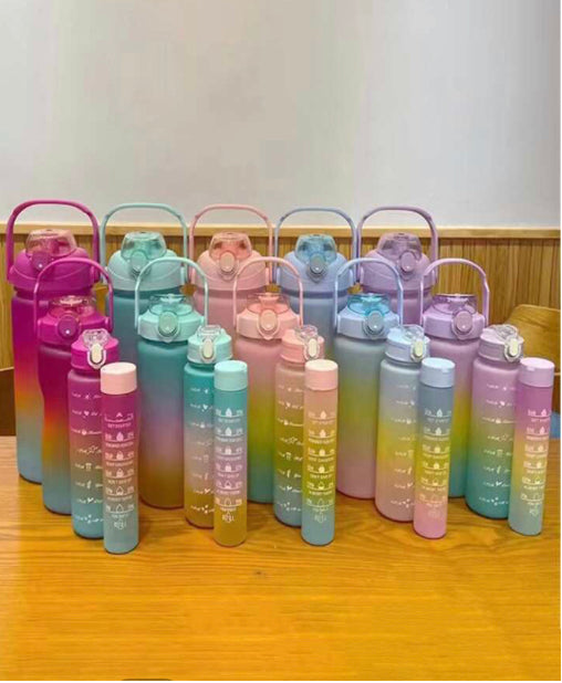 4 Pcs Gradient Colour Large Capacity Water Bottles Set