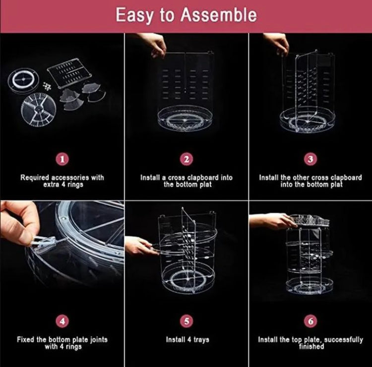 Acrylic 360 Rotating Cosmetics Makeup Organizer (Large Size)