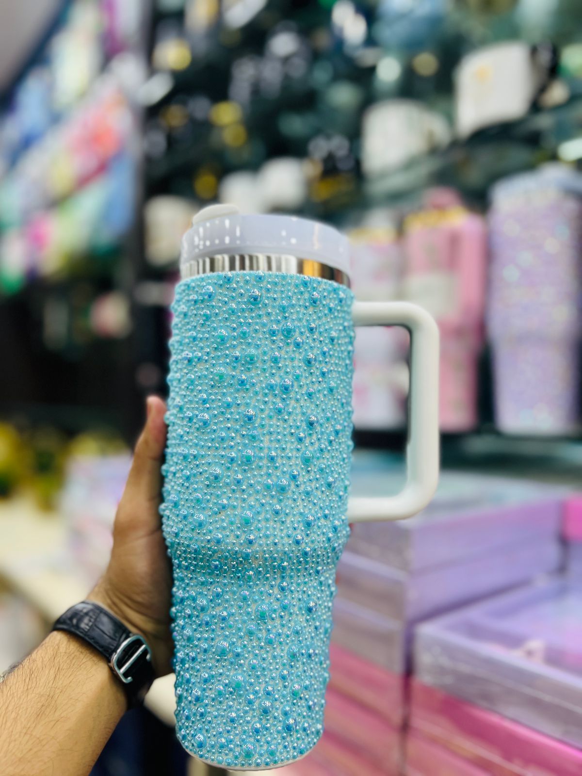 40oz Stainless Steel Pearls Tumbler with Handle