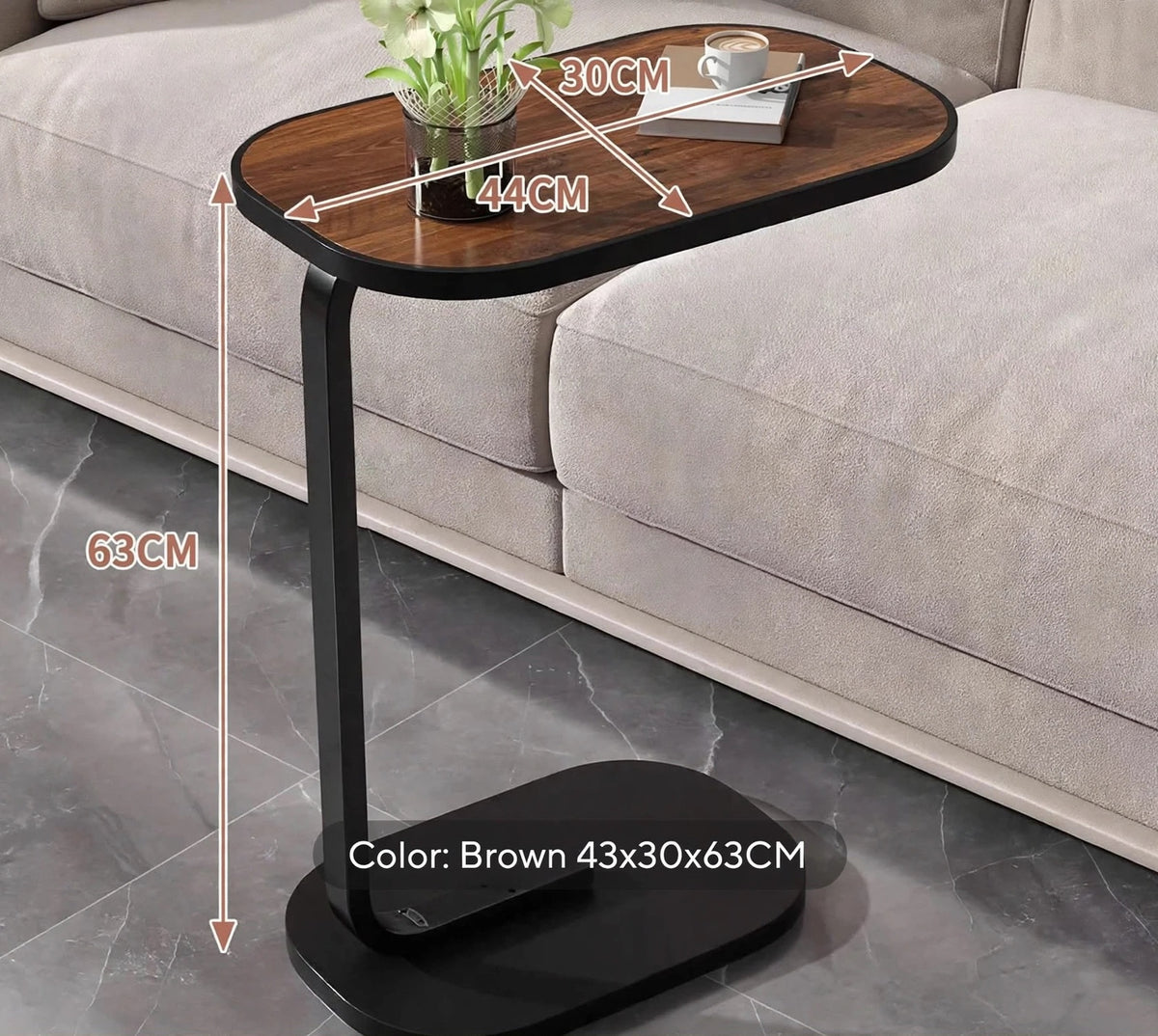 Portable Sofa/Bed Wooden Table with Metal Frame