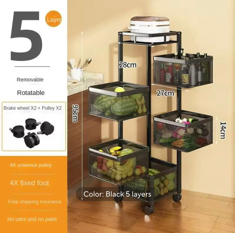 Metal Rotating Square Multi Layer Storage Trolley (Box Packaging)