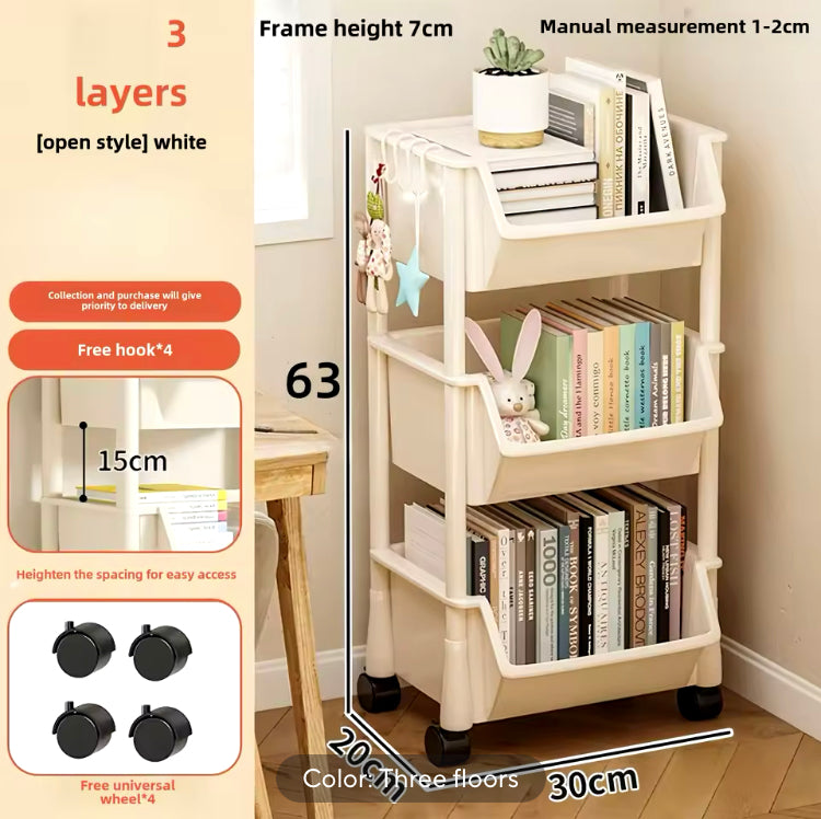 Three Layer Multifunctional Trolley for Household with Wheels