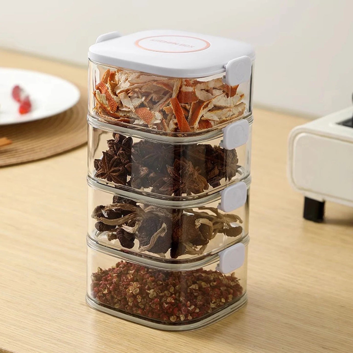 Stackable Airtight Spice Containers with Lid
