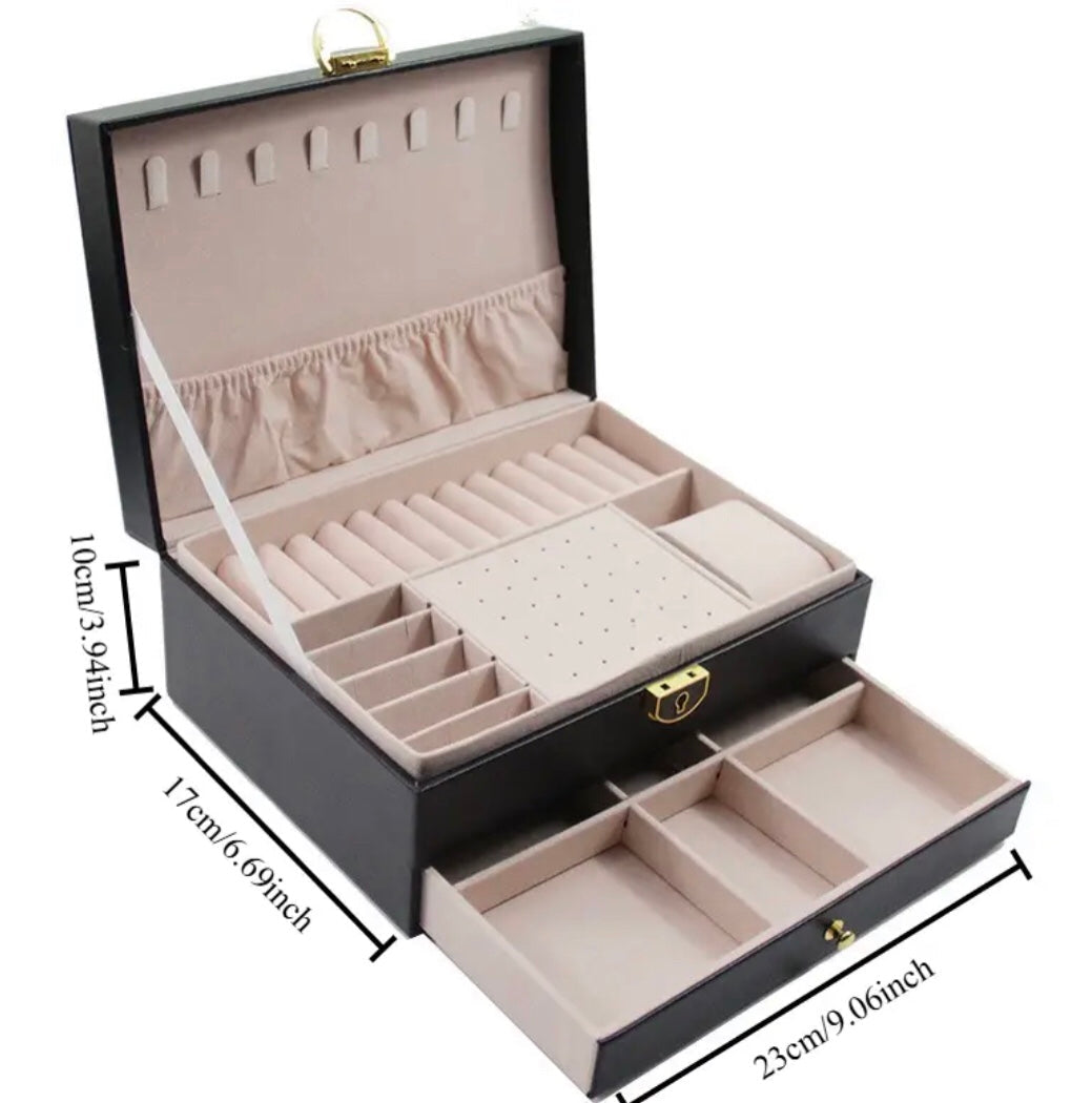 Quilted Premium Quality Leather Jewellery box with Drawer
