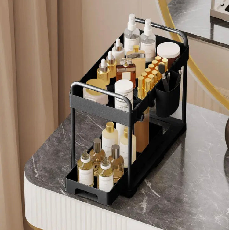Double Layer Sliding Drawer Multipurpose Organizer Rack