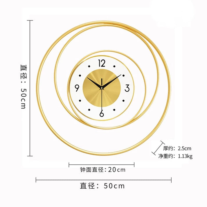 Golden Metal Wall Hanging Clock