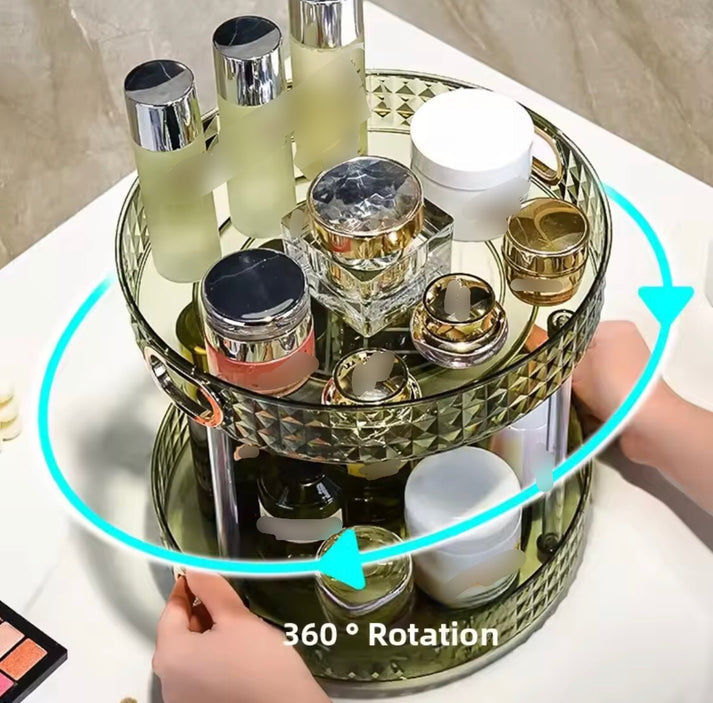 Double Layer Acrylic Rotating Cosmetics Perfume Organizer