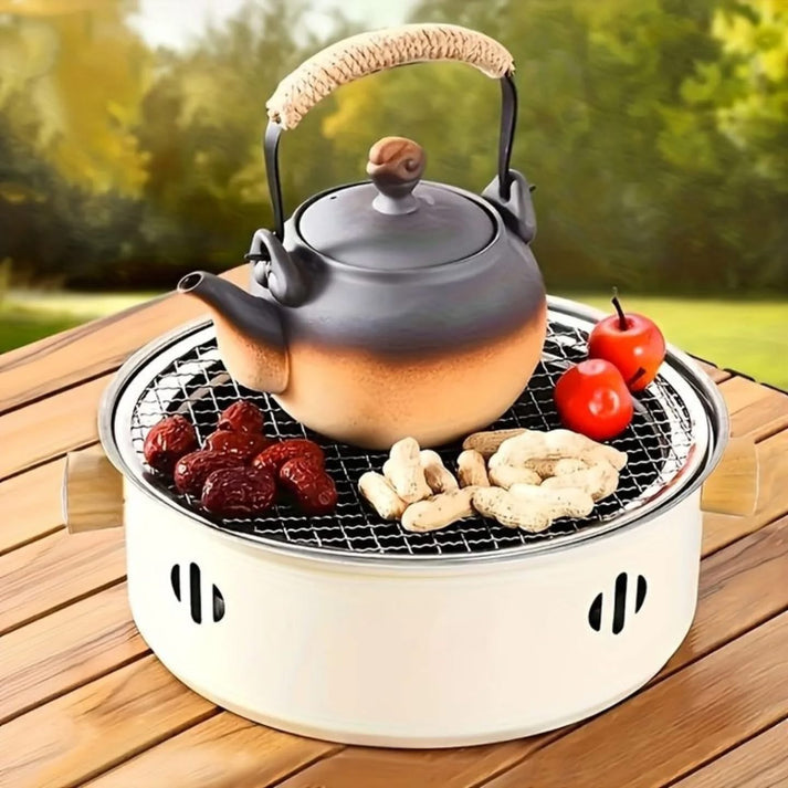 Portable BBQ Grill with Wooden Handles