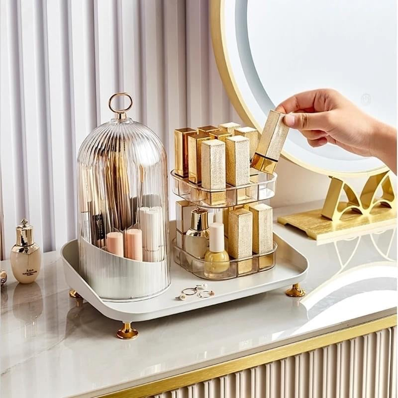 Rotating Cosmetics Brush & Lipstick Organizer
