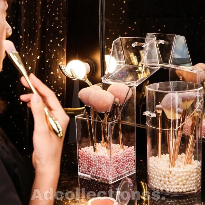 Transparent Acrylic Brushes Holder with Pearls