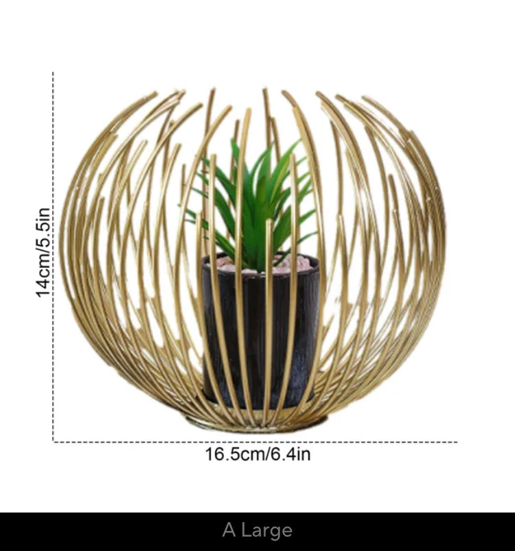 Metal Cage Style Potted Artificial Plant Centerpiece Home Decor