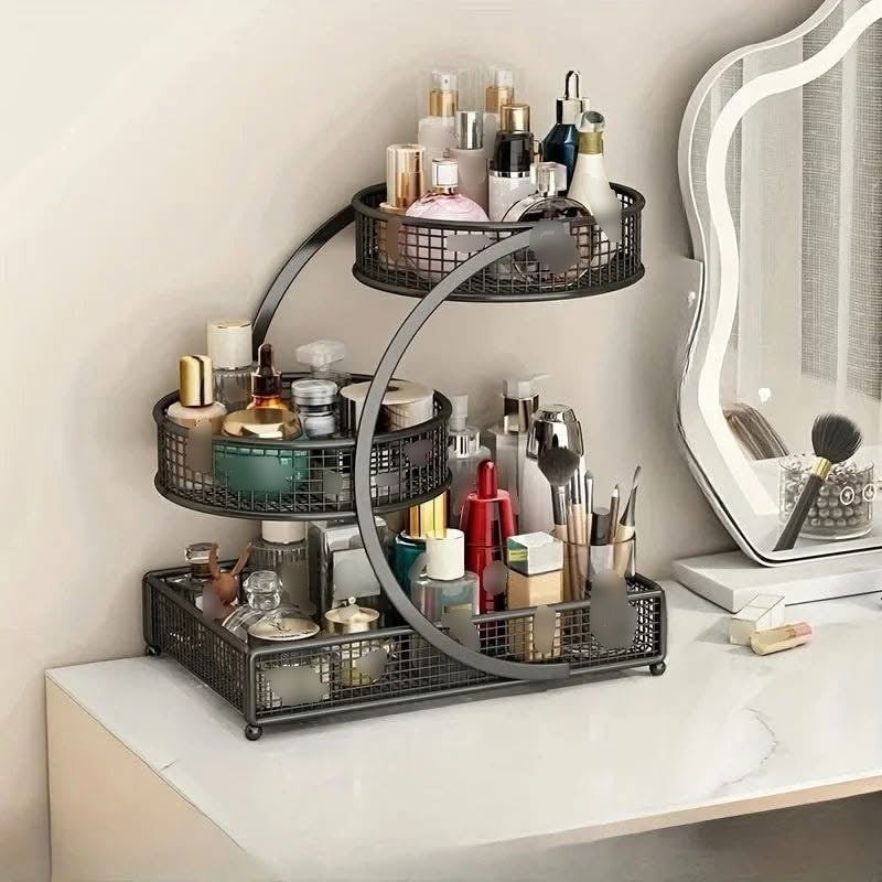 3 Layer Large Capacity Metal Cosmetics Organizer
