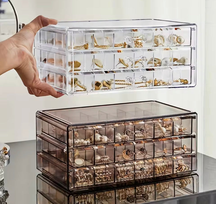 Luxury 3 Layer-72 Grids Large Capacity Dustproof Jewellery Organizer