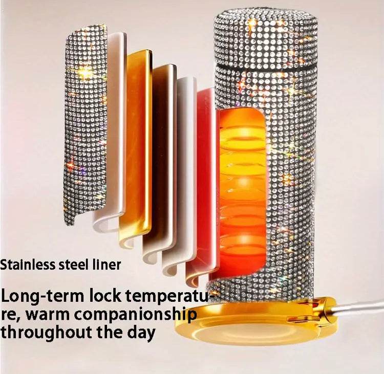 500ml Rhinestones Stainless Steel Insulated Temperature Bottle