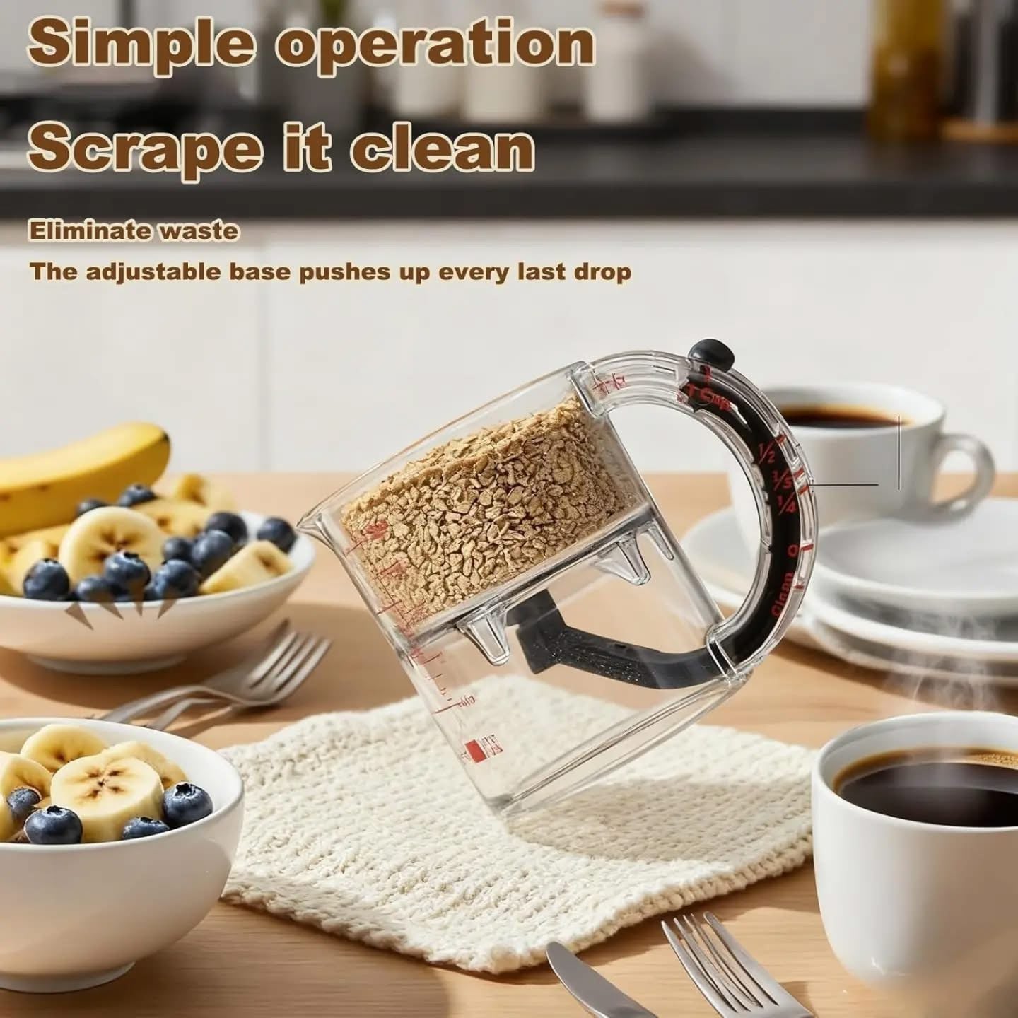 Luxury 4 in 1 Kitchen Measuring Cup Dual Chamber Liquid Separator