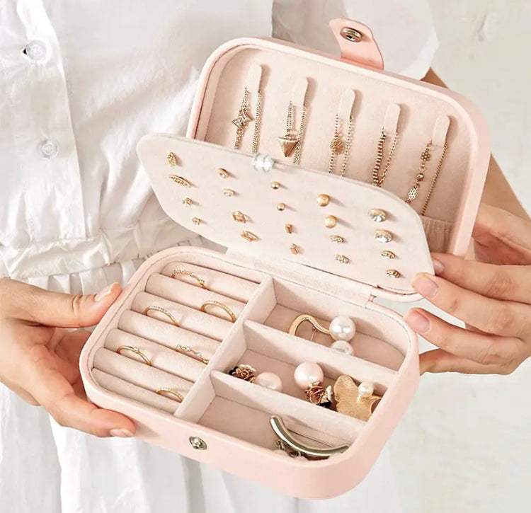 Double Layer Portable Leather Jewellery Organizer