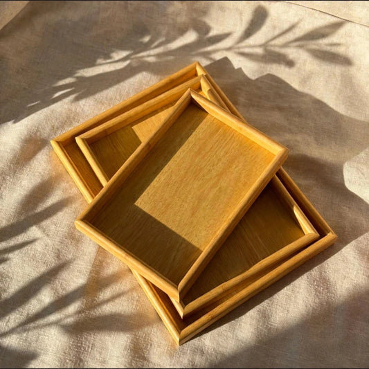3 Pcs Premium Quality Wooden Trays Set