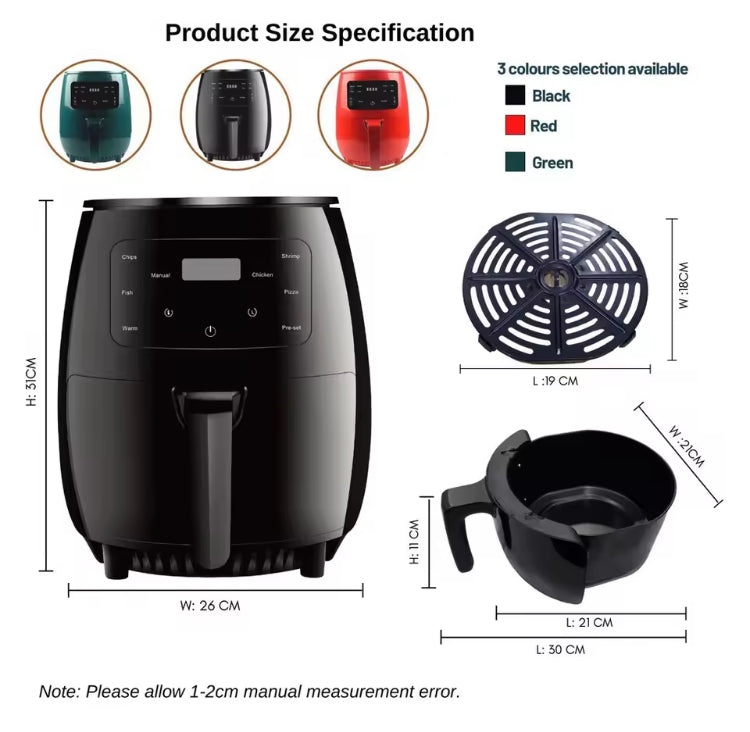 Electric 6 Litres Large Capacity Touch Sensor High Quality Air Fryer