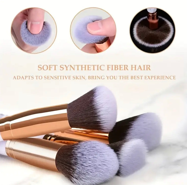 10 Pcs Marble Pattern Makeup Brushes Set