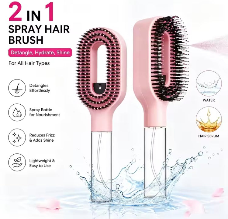 2 in 1 Spray Hair Brush Detangling Scalp Massage Comb with Water Mist Spray