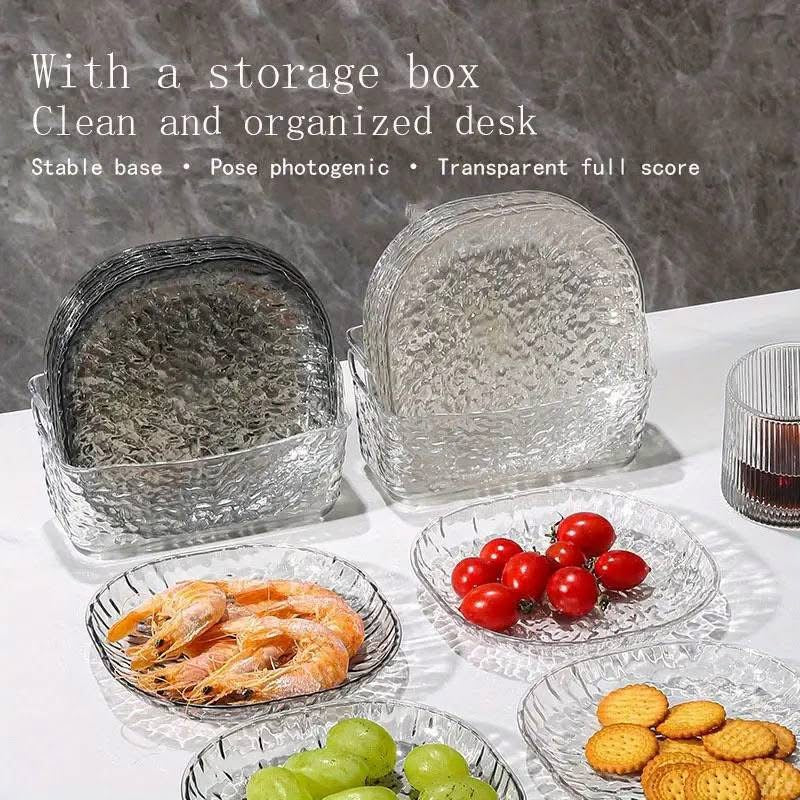 Luxury Acrylic 6 Pcs Crystal Plates Set with Storage Box