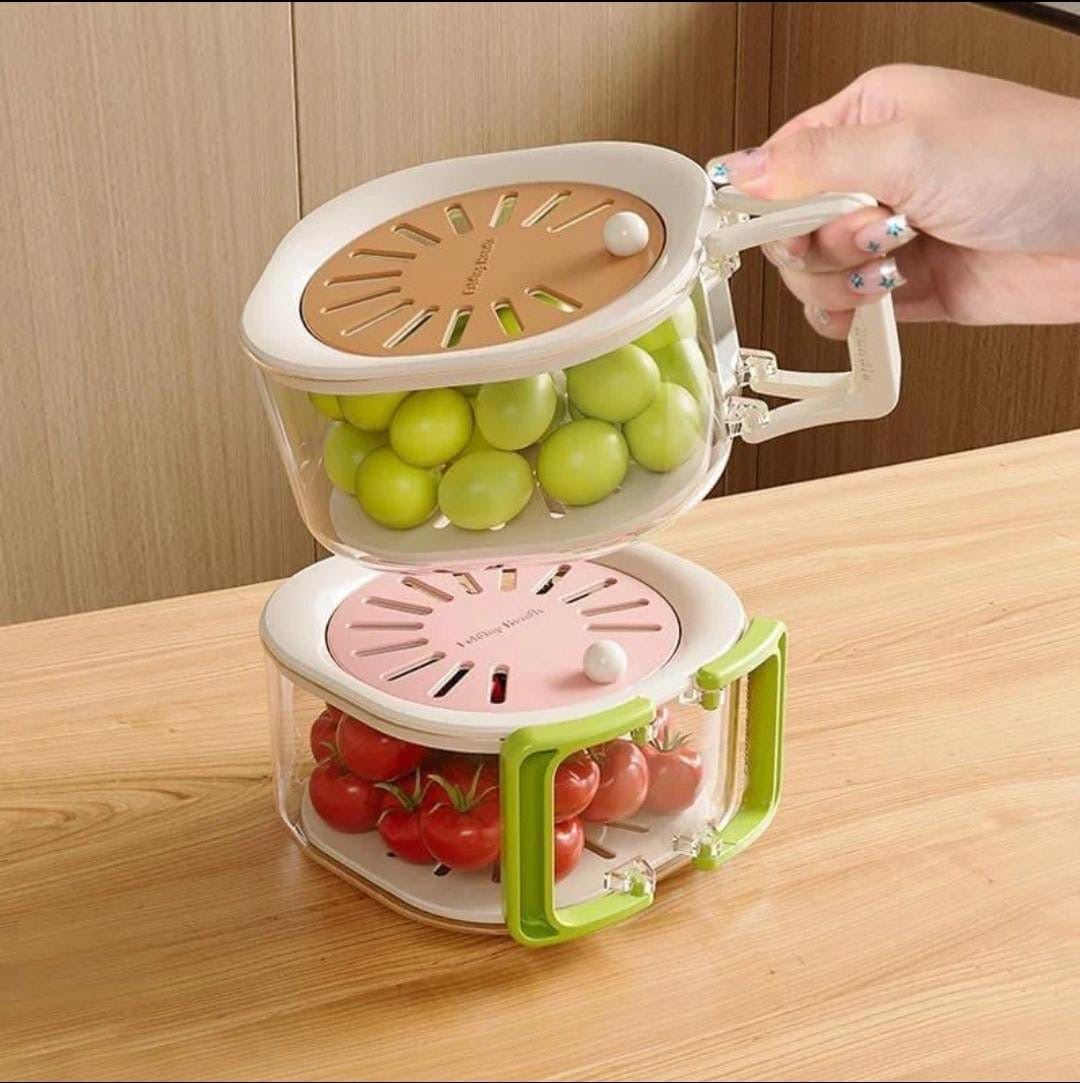 2 in 1 Acrylic Fruit Strainer & Container With Lid