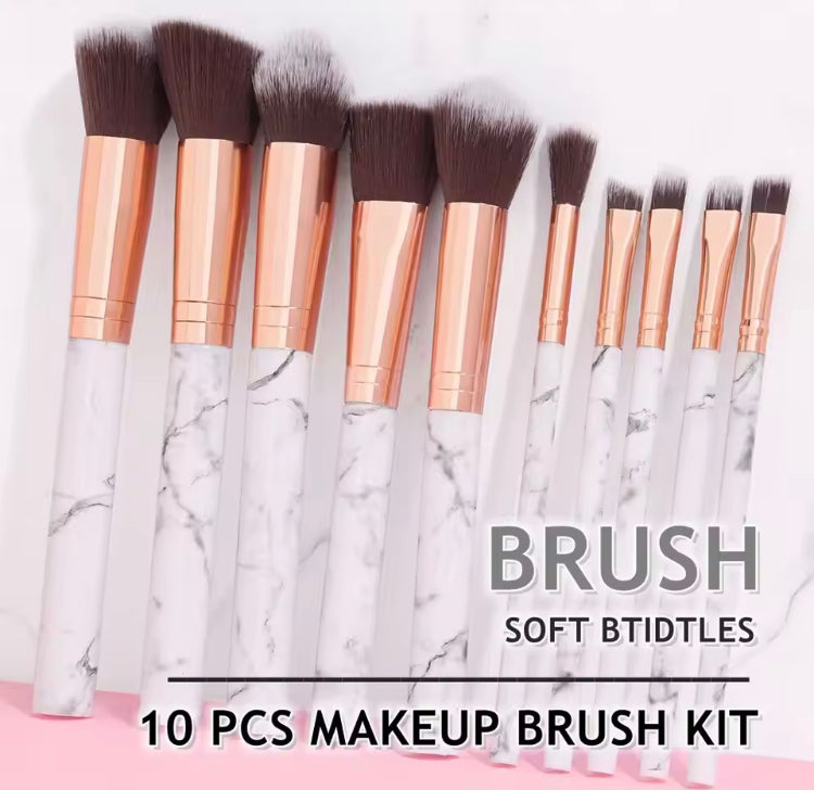 10 Pcs Marble Pattern Makeup Brushes Set