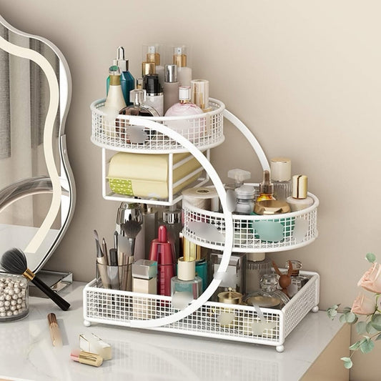 3 Layer Large Capacity Metal Cosmetics Organizer