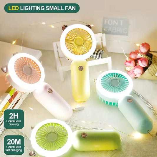 Mini Handheld Rechargeable High Air Throw Fan with LED Light