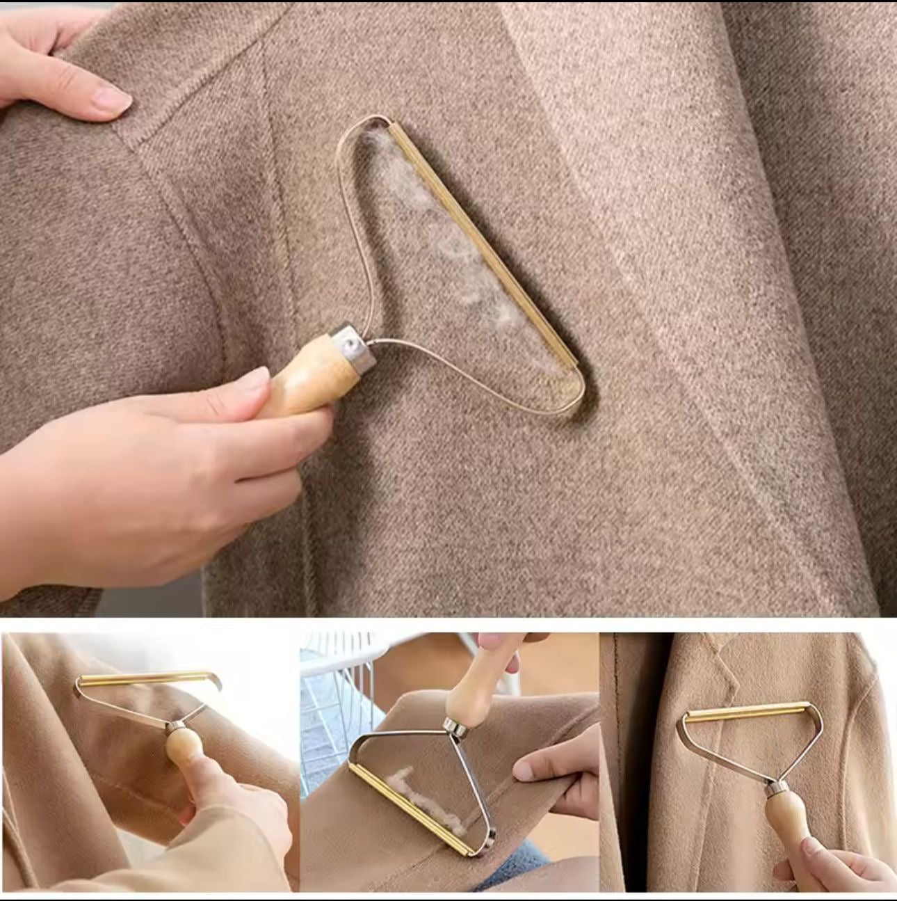 Wooden Handle Clothes Lint Remover