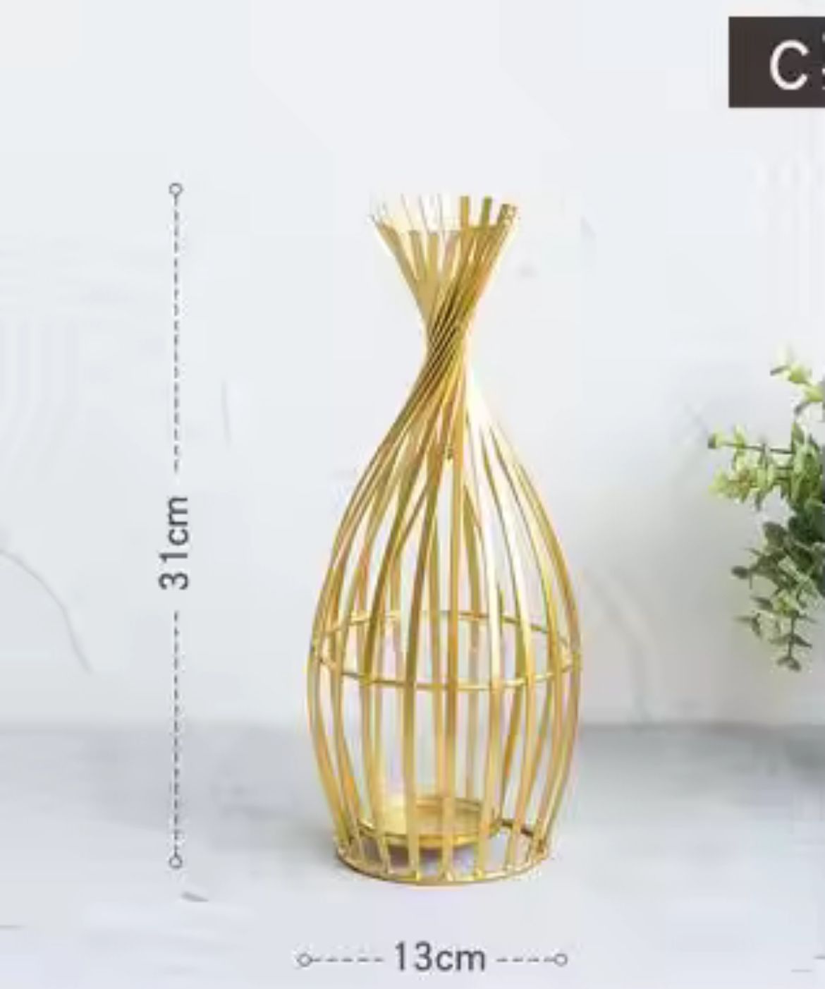 Golden Wrought Iron Geometric Candle Stand