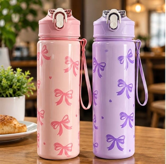 800ml Printed Bow Design Water Bottle