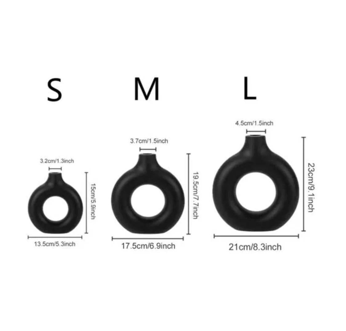 Black Donut Flower Vase for Home Decoration