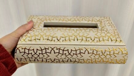 White with Gold Tissue Box