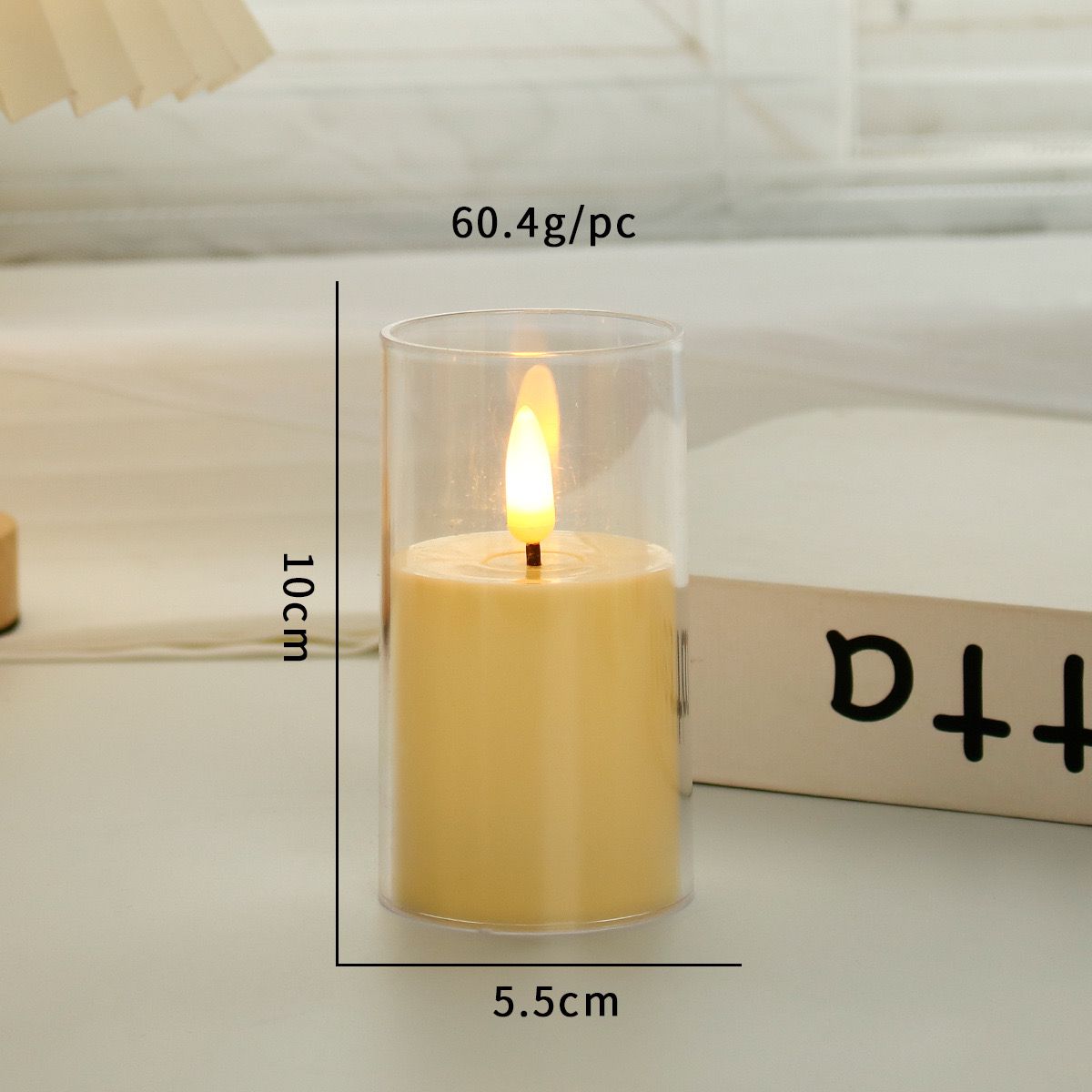 Led Burning Candle with Glass