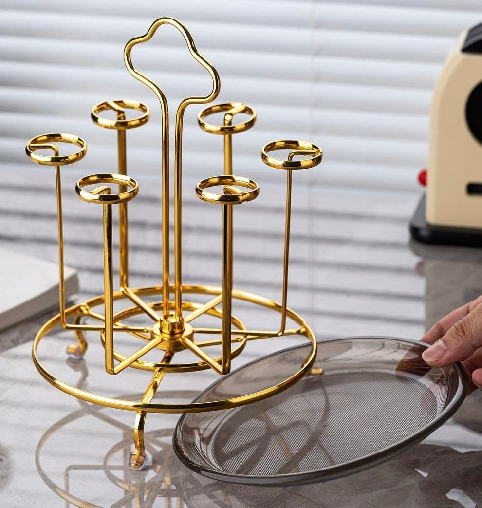 Luxury Gold Rotating Glass Mug Stand