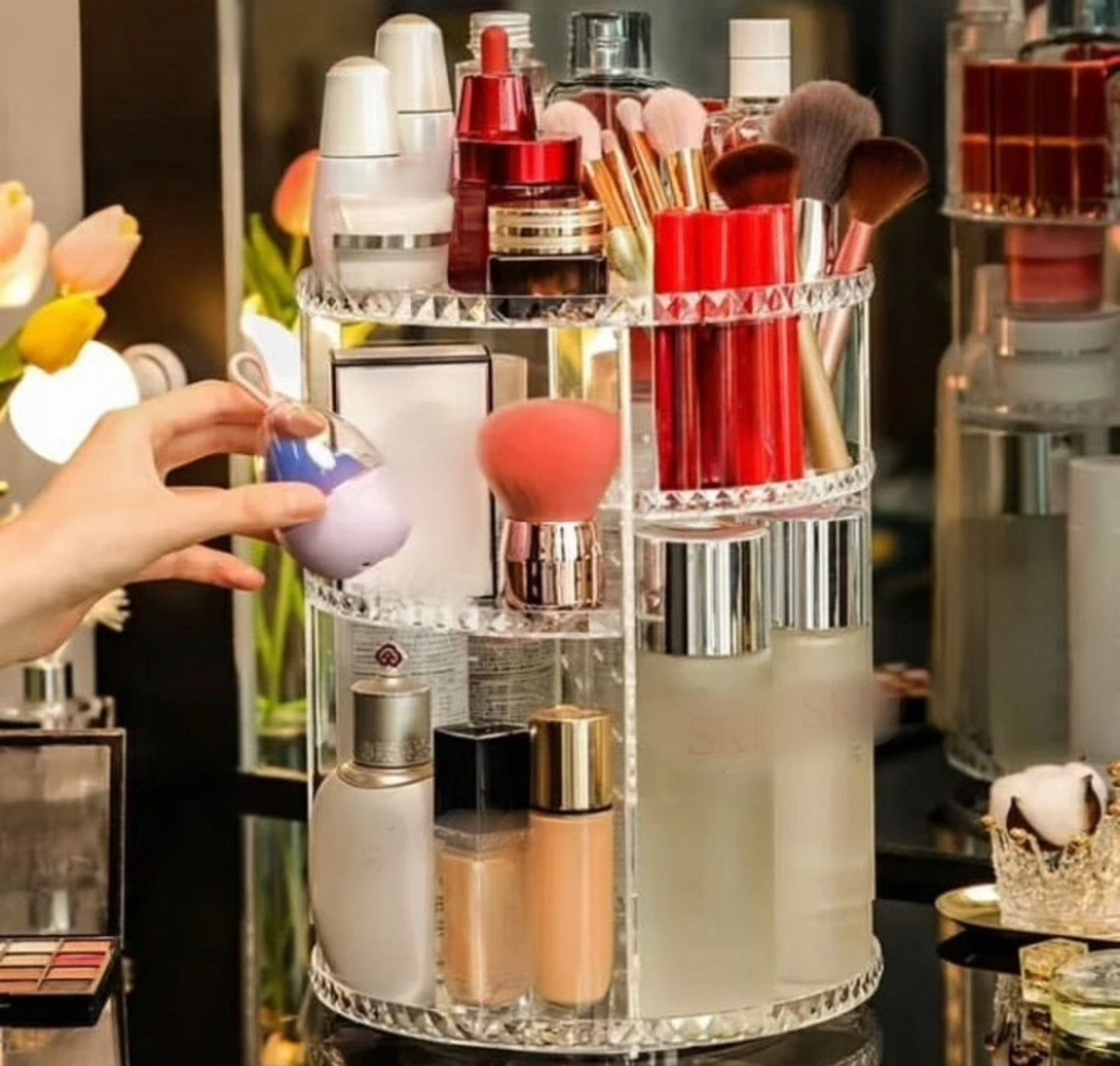 360 Rotating Acrylic Cosmetics Makeup Organizer (Box Packaging)