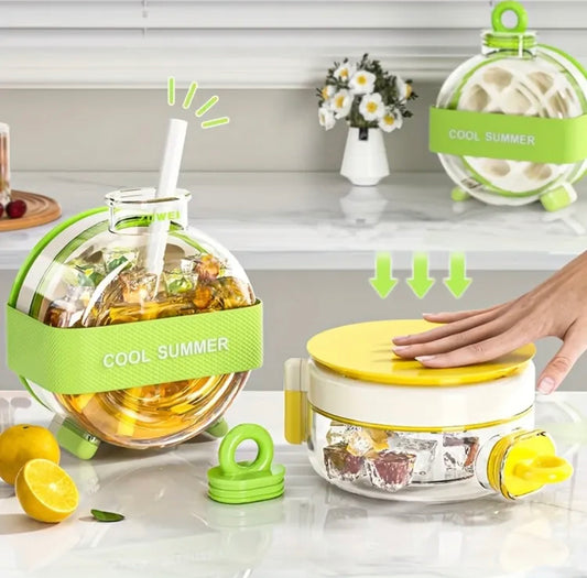 2 in 1 Round Beverage Dispenser and Ice Cuber Maker