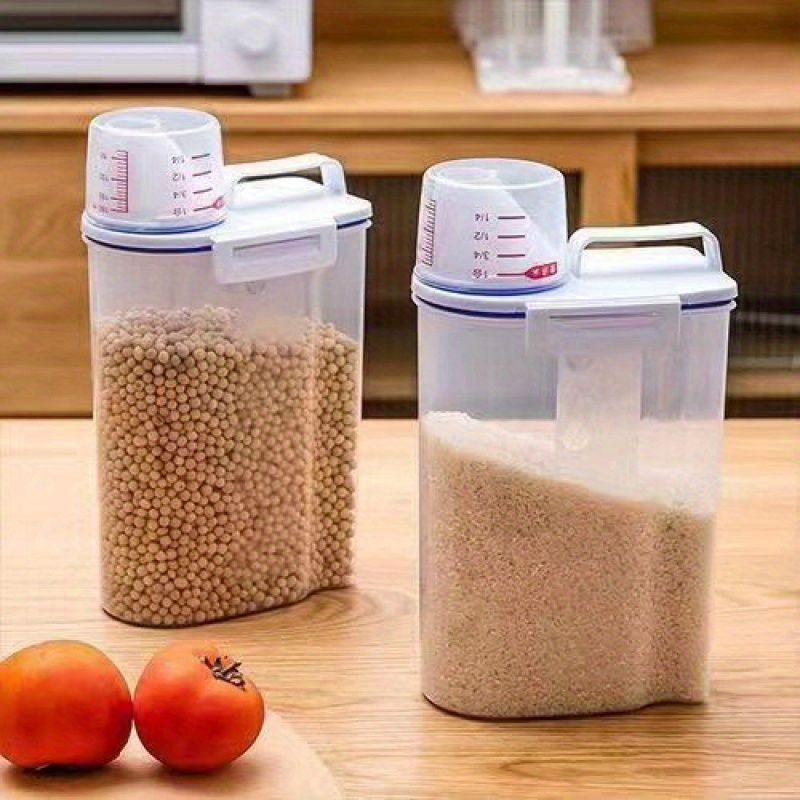 2.5L Cereal Dispenser with Measuring Cup and Handle Storage Box